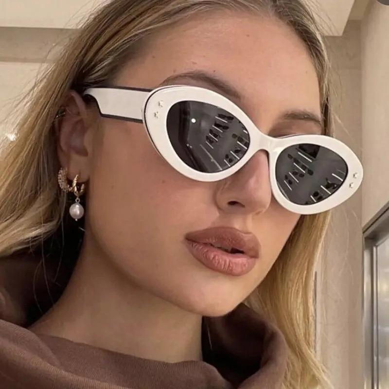 Non-polarized Cat Eye Oval Sunglasses Women Retro Star Brand Design Shades Eyewear Fashion Cat Eye Sun Glasses Unisex