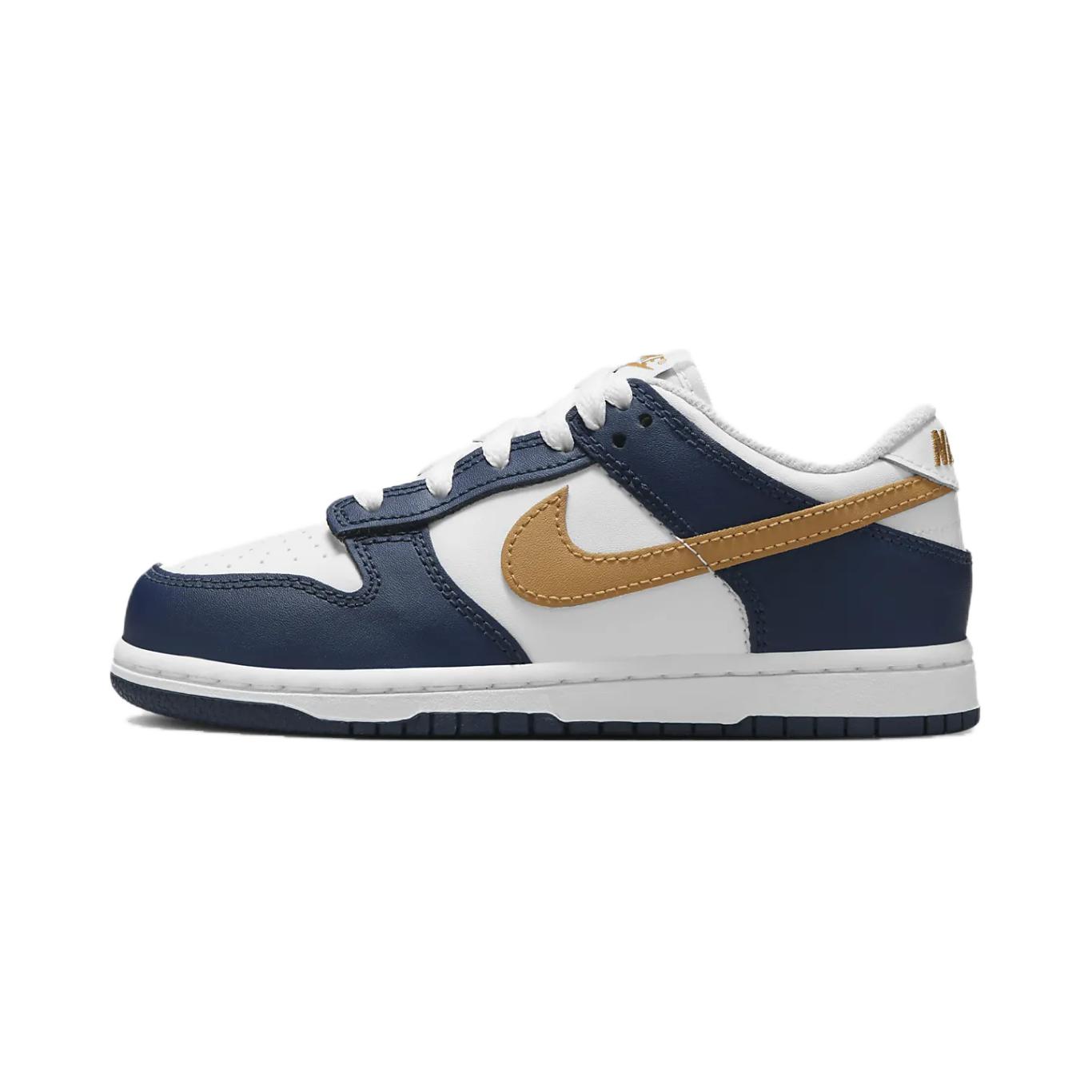 

Nike Кроссовки Dunk Low PS Midnight Navy Wheat Kids Сине-белые FB9108-111 33.5