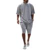 European Plus Size Casual Men's Set: Loose Short Sleeve T-shirt & Solid Color Shorts