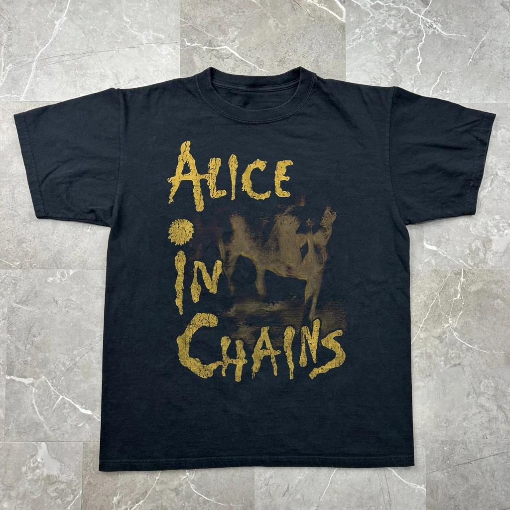 Summer Men's Pure Cotton Vintage Alice In Chains T-shirt Streetwear Oversized Loose and Breathable Suitable for Everyday Wear