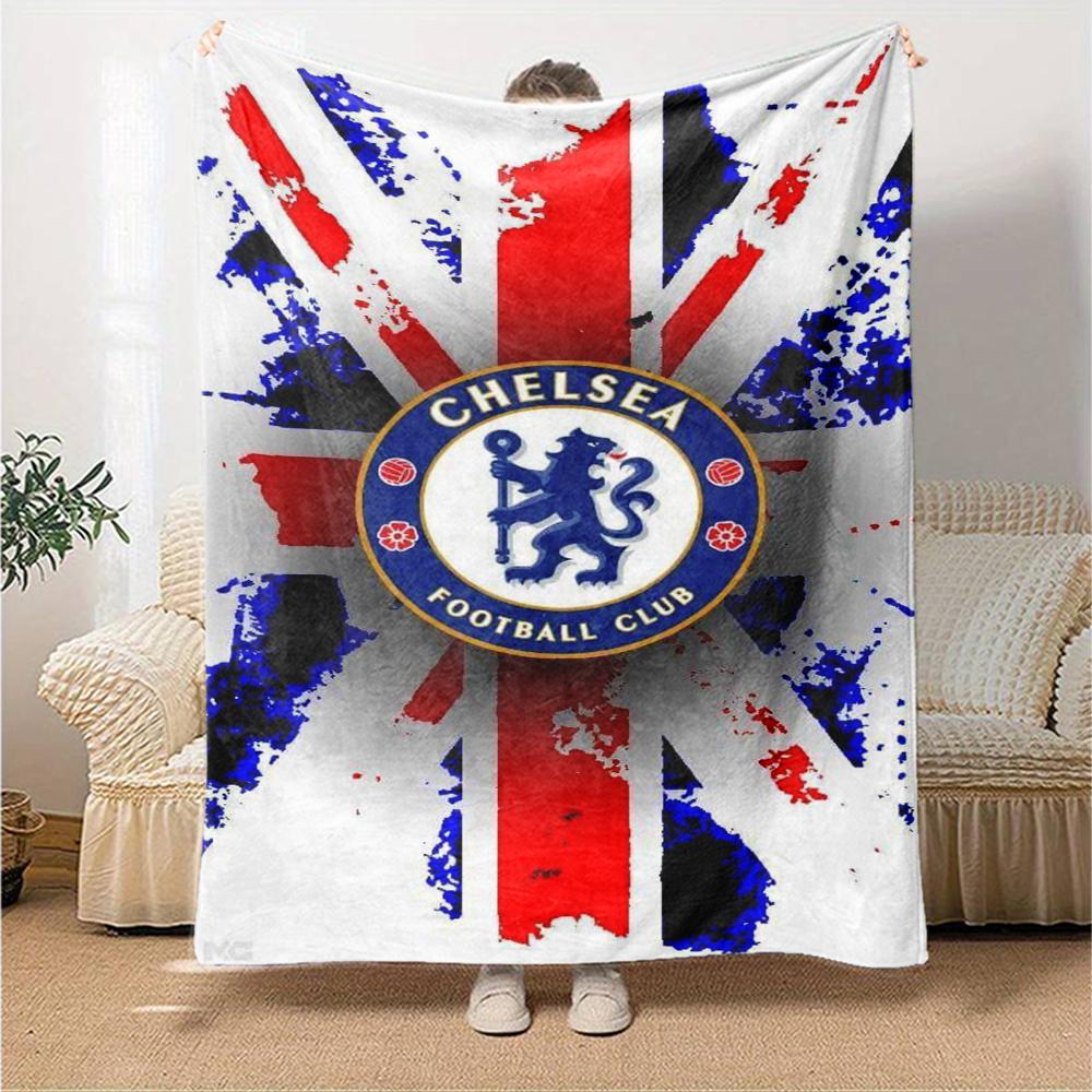 Chelsea Football Club Theme Printed Blanket - Perfect for Couch, Bed, Travel & Outdoor Use | Machine Washable, Cozy & Durable.