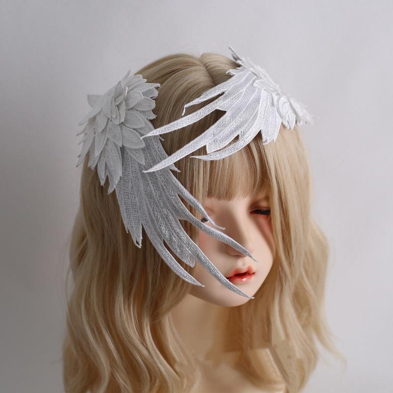 Clip per Capelli ad Ali d'Angelo Gotico Cerchietto Lolita Cosplay Accessori per Capelli Headwear Comic-Con Copricapo da Festa