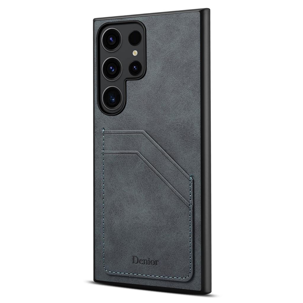 DENIOR For Samsung Galaxy S24 Ultra Case Retro Style 2 Card Holders Phone Back Cover