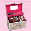 Portable Double-Layer Aluminum Alloy Cosmetic Case with Mirror and Password Lock