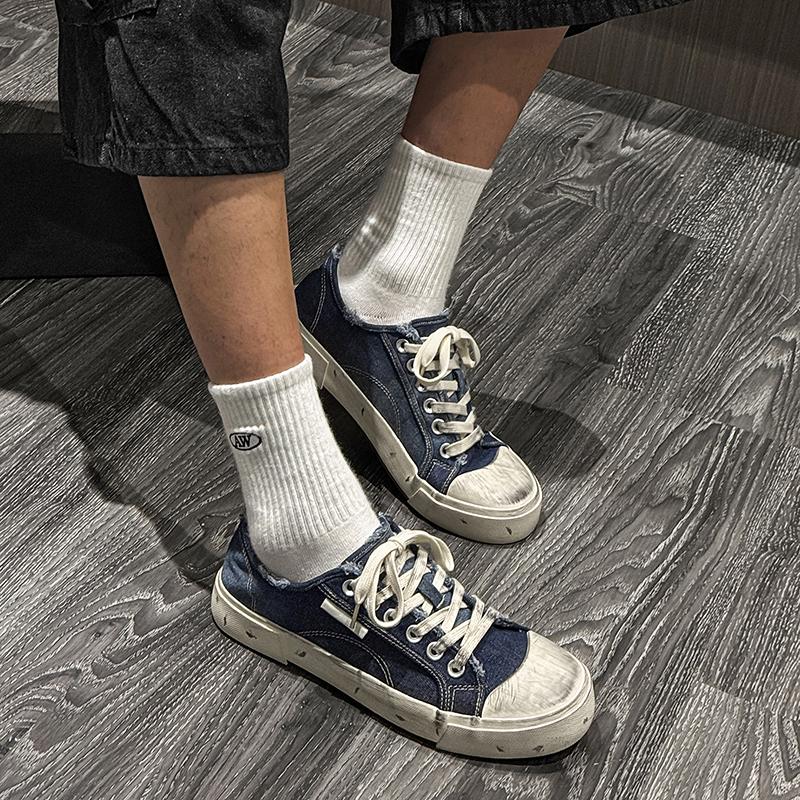 2025 New- Vintage Blue Canvas Shoes Man Original Low Top Men’s Vulcanize Shoes Summer Skateboard Sneakers Men Zapatillas Hombre*