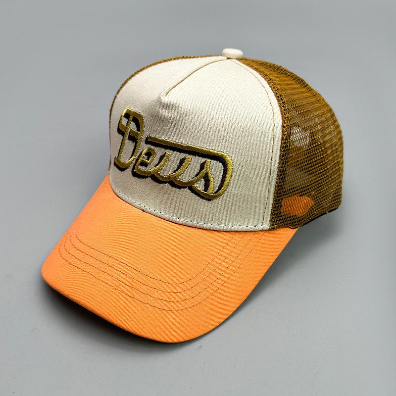 Frühling und Sommer Amerikanischer Retro-Druck Deus Buchstaben Baseballkappe Herren und Damen Street Trucker-Mütze Atmungsaktiv Sonnenschutz Outdoor