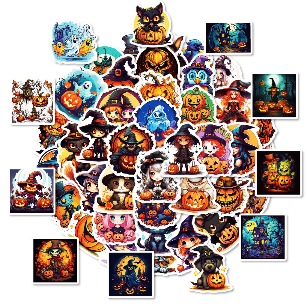50 Halloween Halloween Pumpkin Witch Sticker Sticker Shein Horror Sticker