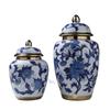 Creative Ceramics Chinese Retro Storage Tank Vase with Cover Crafts Decoration Tea Jar Candy Storage Jar Modern Home Decoration