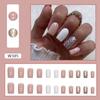 24pcs Nail Tips Fake Nials DIY French White Edge Simple Black Triangle Short Square False Nails