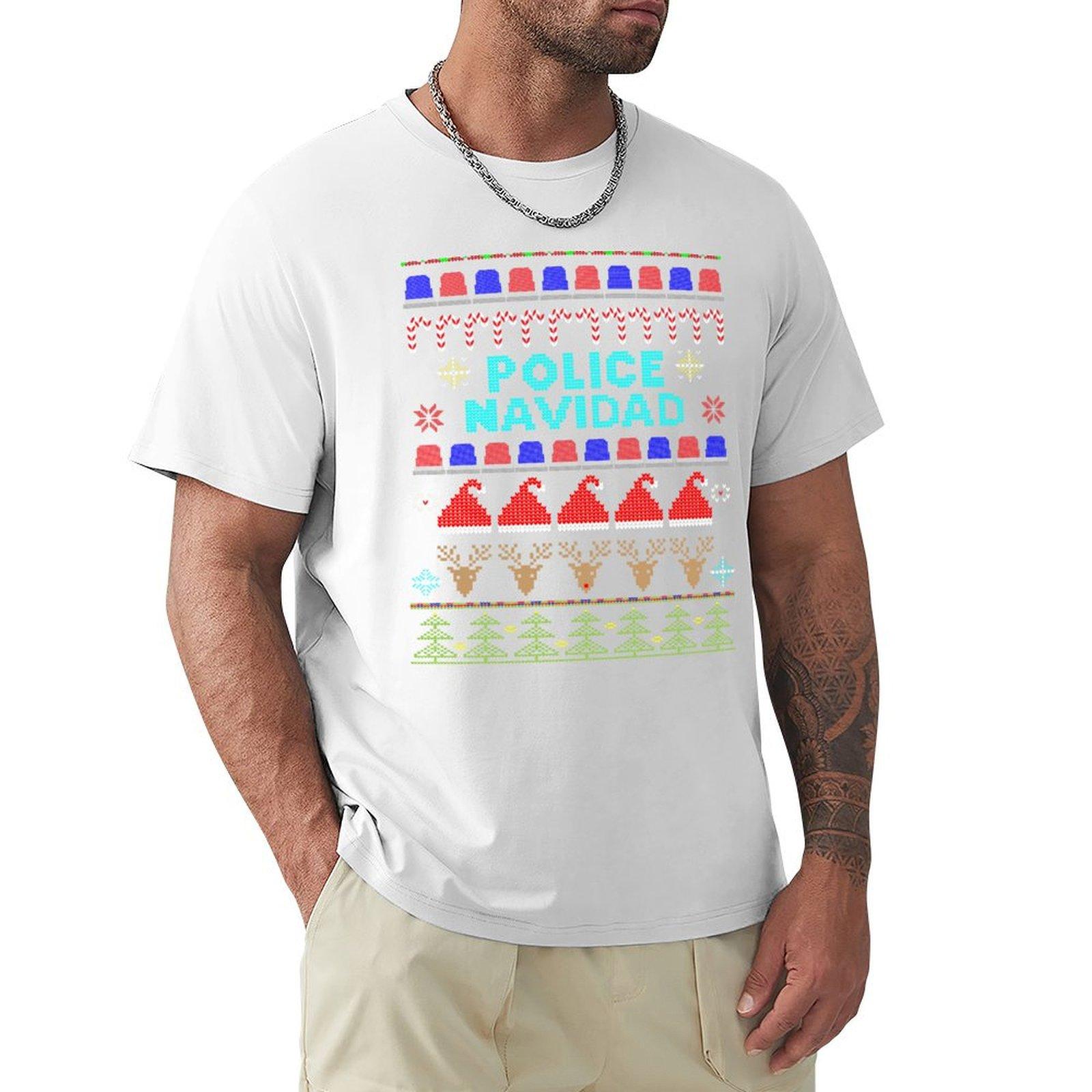 Police Navidad Ugly Christmas Sweater design TShirt kawaii clothes sublime Mens t shirts S