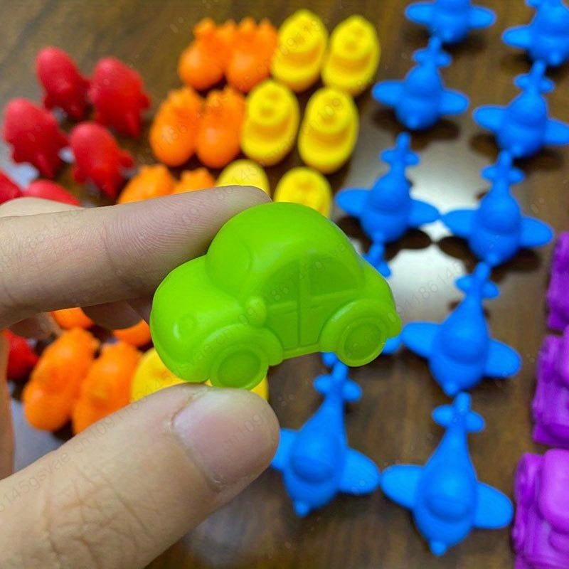 56/36pcs Rainbow Sorting Game Animal Puzzle Toy Dinosaur Traffic Color Matching Game Education Sensory Toys For Kids Preschool