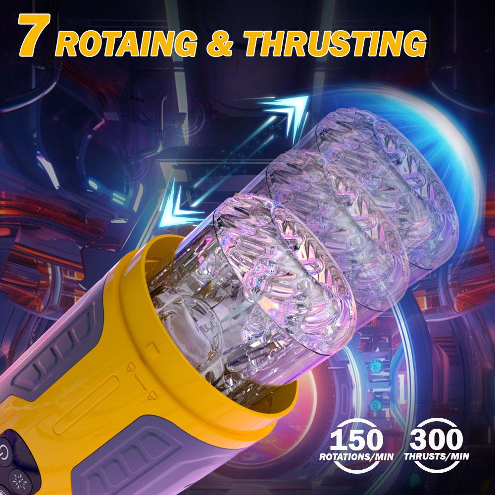 Nový automatický mužský masturbátor 7 Vibration 7 Rotation 7 Thrus Pánský masturbační pohár LCD digitální simulace Orální sex Mužský masturbátor 18+