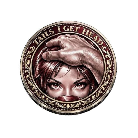 Heads I Get Tail/Tails I Get Funny Head And Head Commemorative Coin Challenge Coin Tail Double-Sided Cheeky Lucky