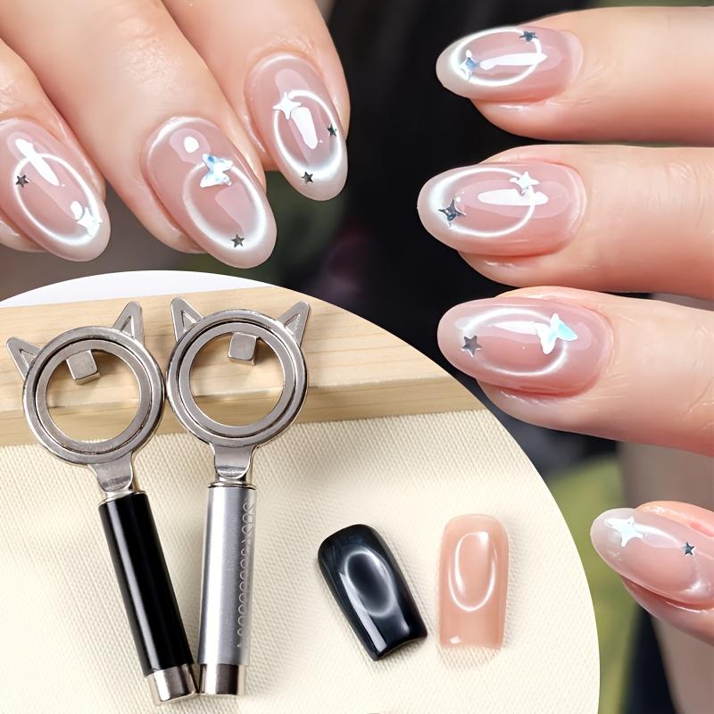 Strumento Magnetico per Unghie Cat Eye Potente Multifunzionale a Forma di Orecchio di Gatto Bastoncino Magnetico Circolare per Nail Art Manicure Smalto Gel