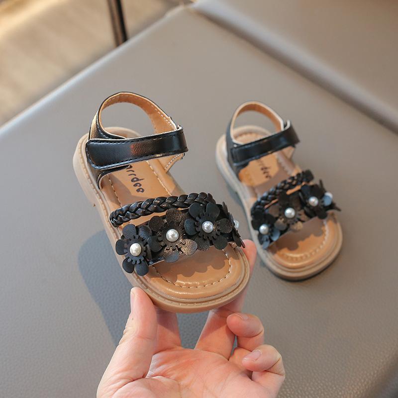 High Quality Girls Sandals Flower Sweet Soft Children's Beach Shoes Kids Cute Summer Floral Sandals Princess Fashion 22-31