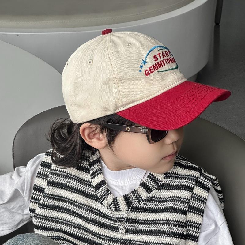 Children's Baseball Cap Ins Embroidered Letters Casual Splicing Contrast Color Boy's Personality Sun Protection Baseball Cap Outdoor Versatile