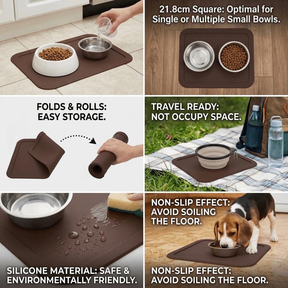 Tilt Proof Structure Pet Bowl Mat All-Weather Adaptable Non Slip Food Mat Indoor Floor Use