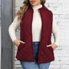 Plus Size Solid Color Quilted Vest Coat Women Stand Collar Zip Waistcoat