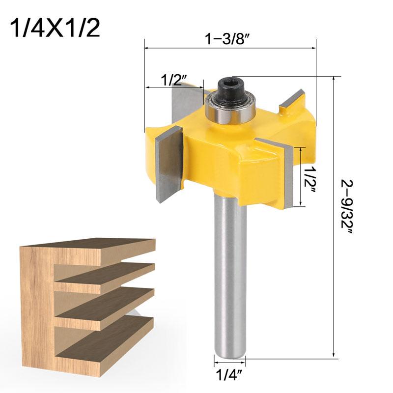 1/3pc 6mm 1/4 Inch Shank T Type Bearings Wood Milling Cutter Industrial Grade Rabbeting Bit Woodworking Tool Router Bits for Wood