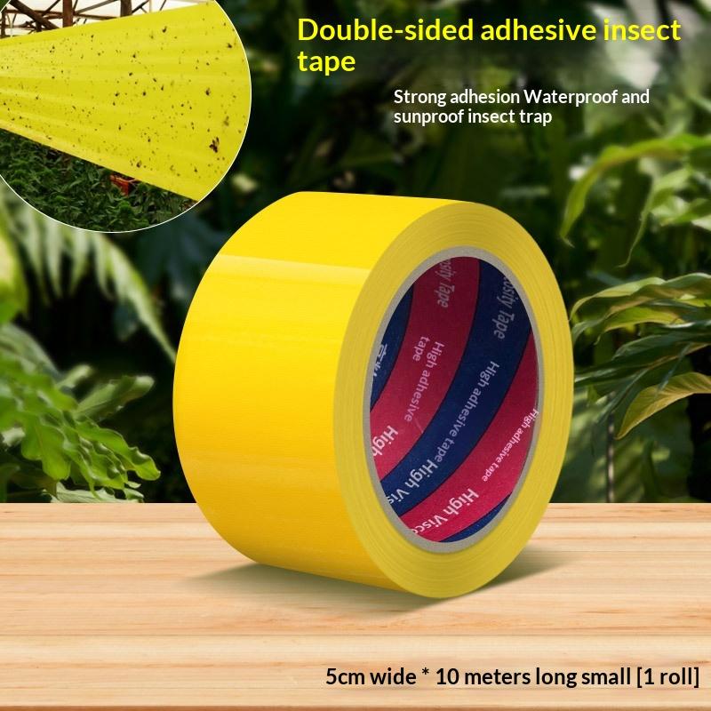 1 Roll Insect Trap 10 Meters Yellow Double-Sided Insect Proof Tape Garden Pest Control Prevent Aphids Ants Moths Climbing 5x1000cm