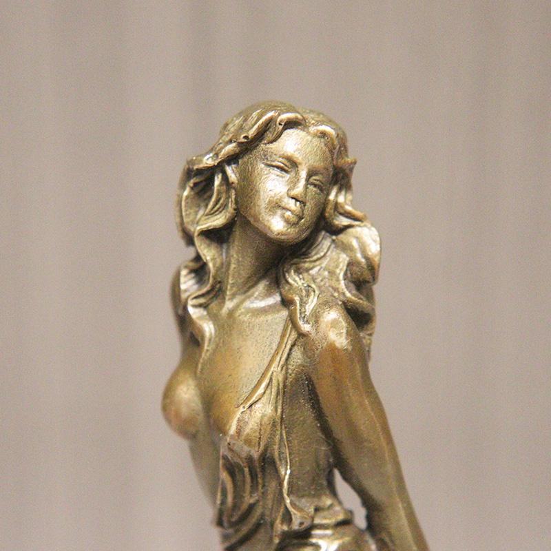 Antique Brass Female Statue Oriental Women Sculpture Home Decoration Desktop Ornament