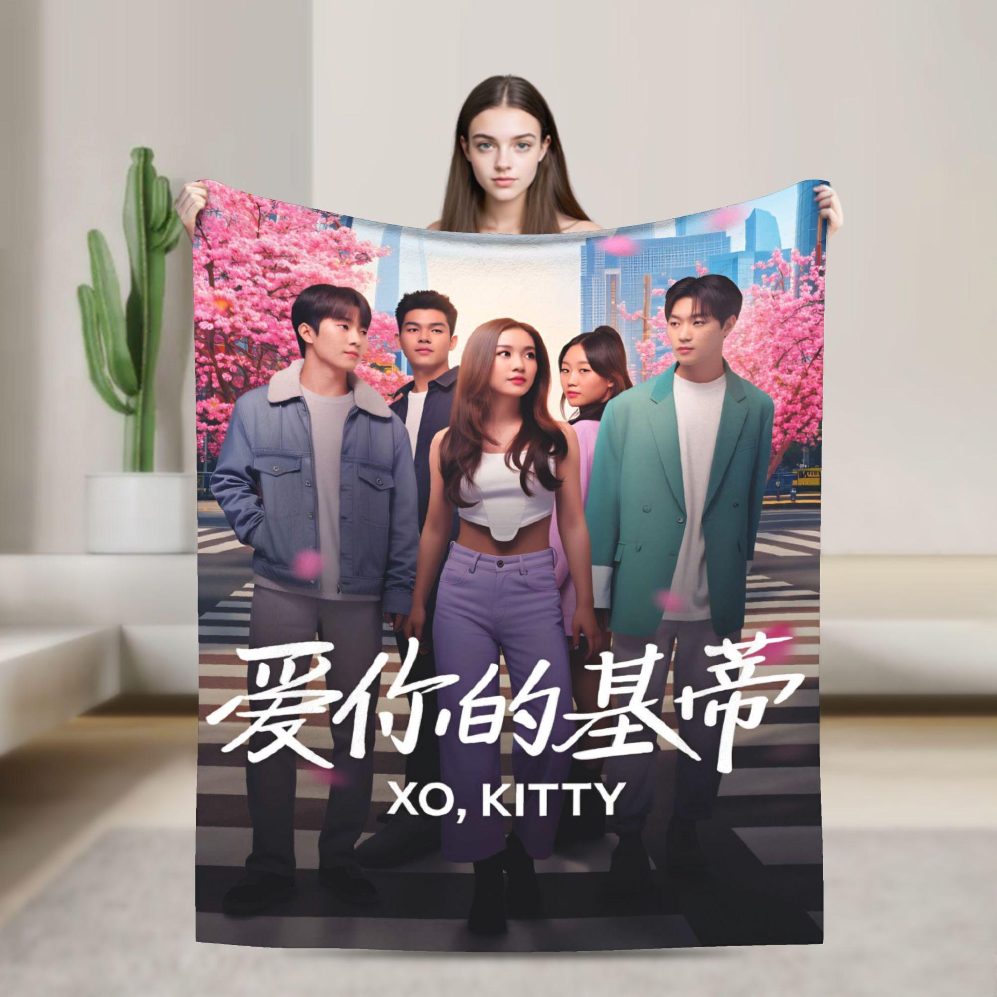 Happy Adults Toys Unisex Xo Kitty Poster Flannel Blanket Girl Warm Cozy Throw Blanket Spring Outdoor Bedspread Sofa Bed Cover