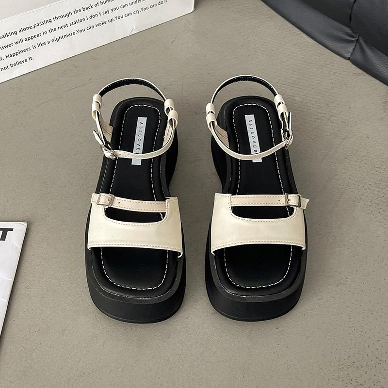 Summer Gladiator Platform Women Sandals Fashion Elegant Open Toe Shoes Ladies Outdoor Dress Platform Flats Sandalias