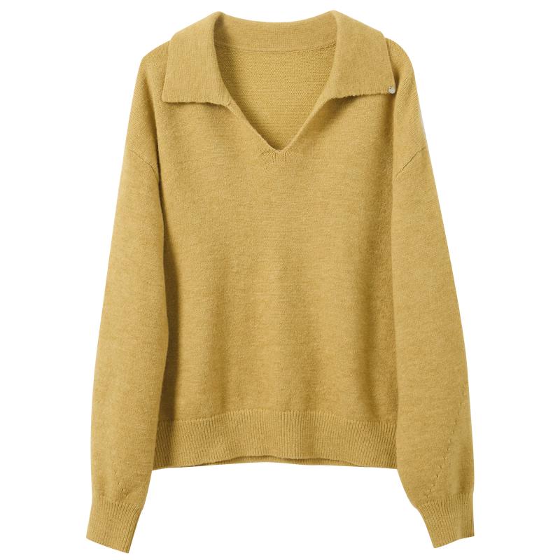 Sancai Anti-static Loose Lapel Knit Sweater