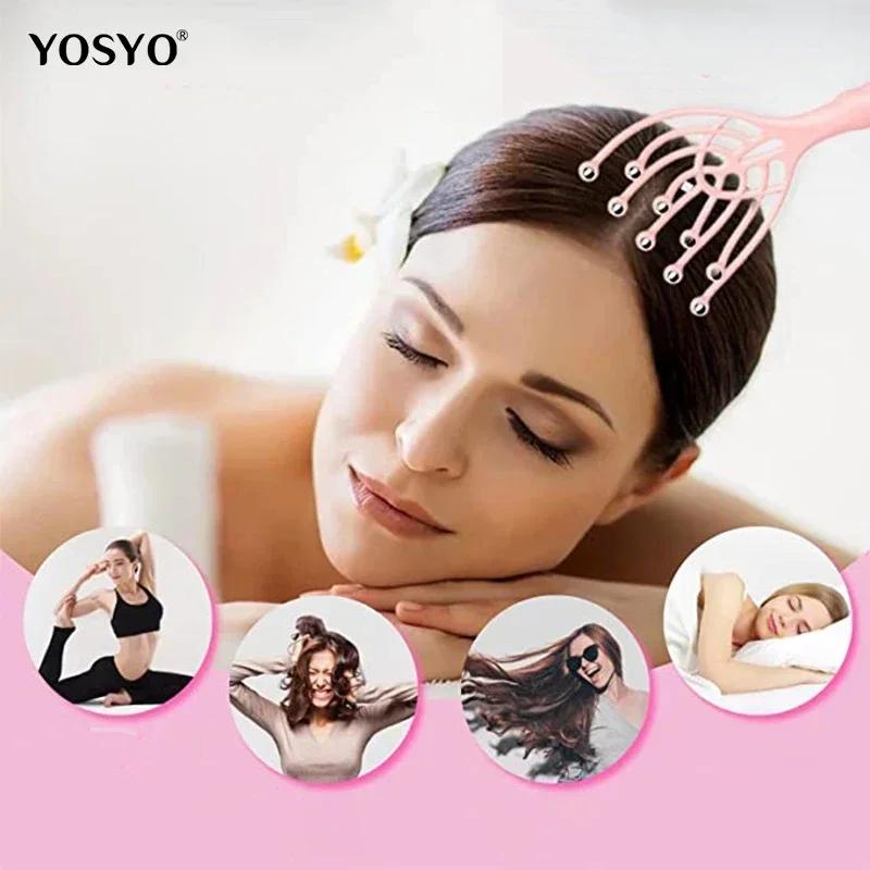 Head Massager Scalp 18 Claw Neck Comb Roller Finger Steel Ball Hand Held Relax Spa Hair Care Home scalp massager for hair growth