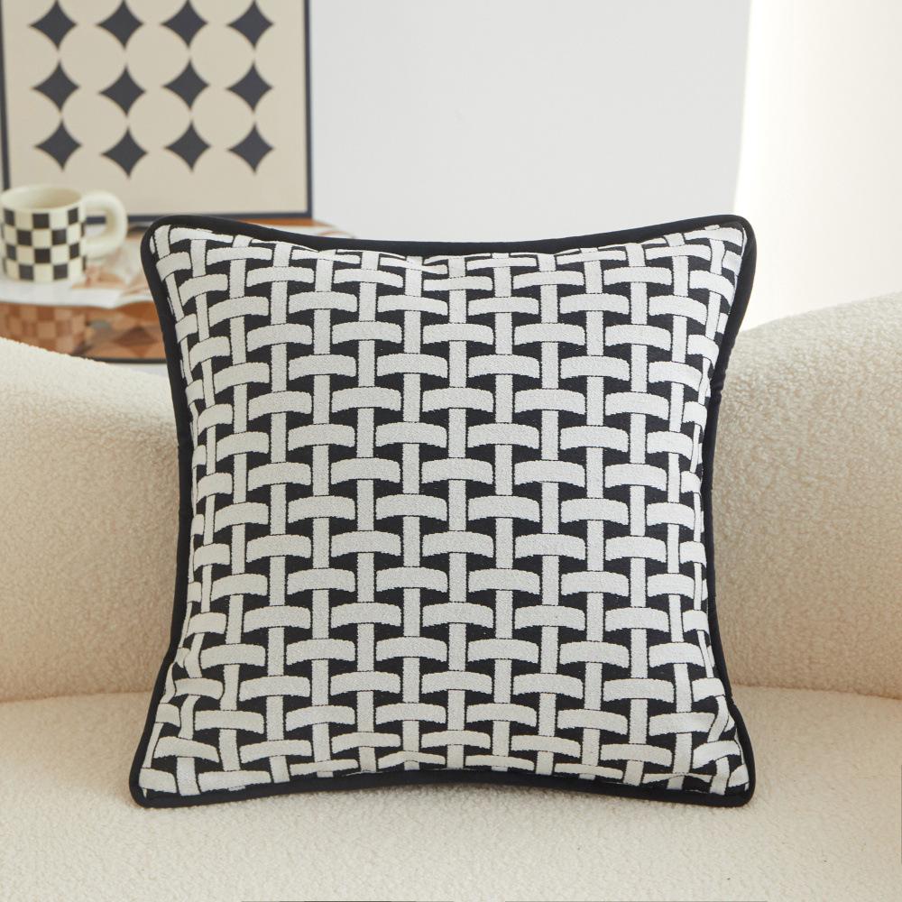 45X45Cm New Luxury Chenille Cushion Cover Nordic Black White Modern Abstract Geometry Patterns Sofa Office Pillowcase Home Decor