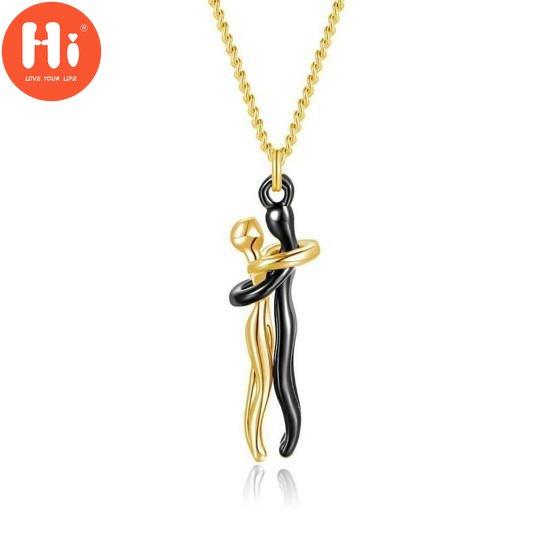 Hi Couple Necklace Hugging Figure Statue Love Durable His and Hers Necklace for Gift