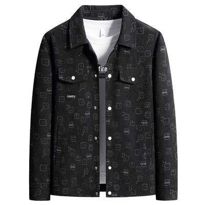Plus Size Men's Trendy Corduroy Jacket - Spring/Autumn 2025, Loose Fit