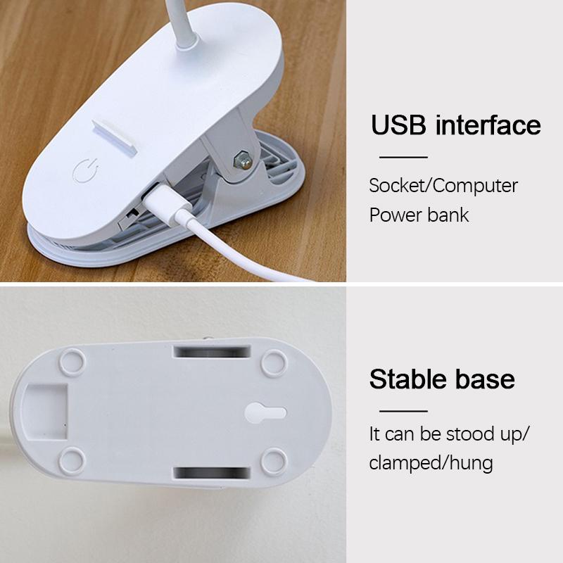 LED Table Light Tri- Level Adjustable Light Office Lights Dormitory Bedroom Learning Eye Protection Foldable Clip Desktop Lamp