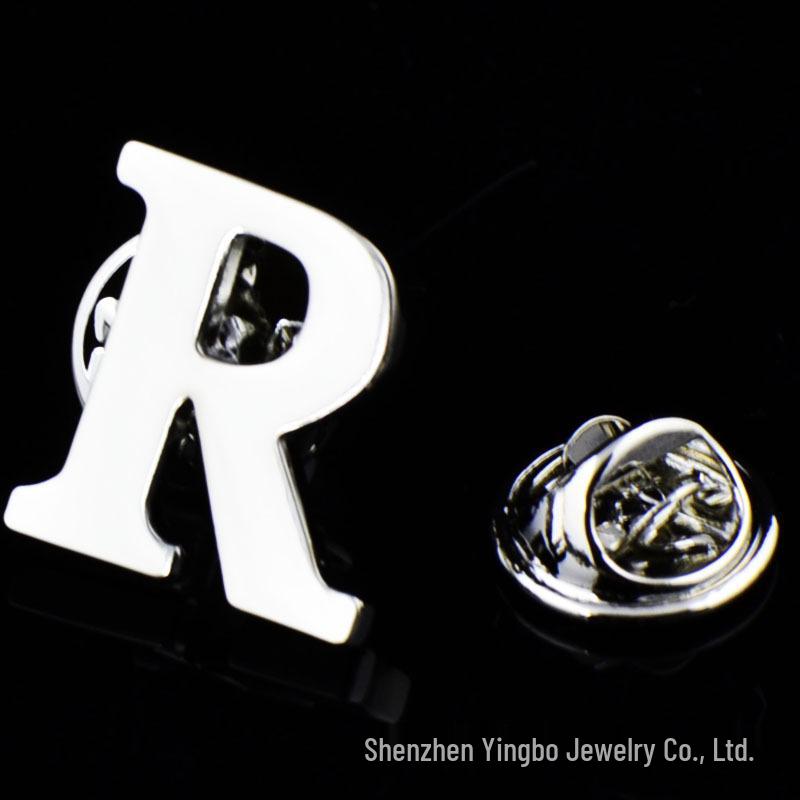 High-Quality Brass English Letter Brooches A-Z for Men & Women – Suit, Jacket, Shirt Badge.