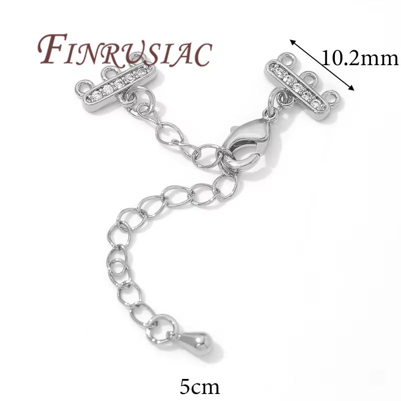 2 Sizes 18K Gold Plated Lobster Clasp with Extension Chain Connector For Jewelry Making,DIY Multi-row Pearl Necklace Accessories