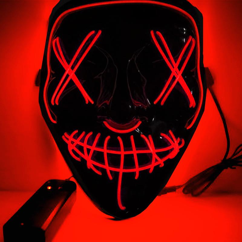 Black Ghost LED Sound-Control Mask - Luminous V Shape Halloween Prop