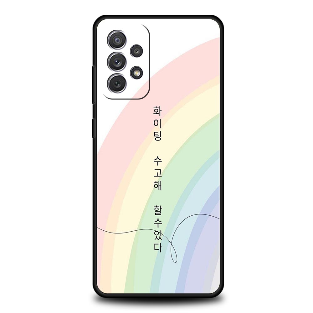 Korean Letter Phone Case for Samsung A57 A37 A51 A71 A21S A17 A11 A15 A25 A41 A23 A33 A53 A73 A07 A05S A13 A35 A55 5G Cover