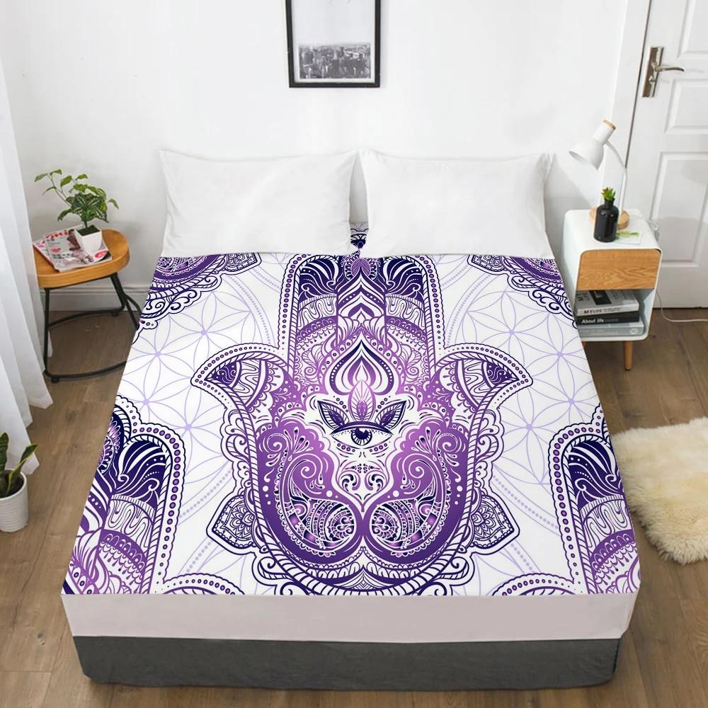 Customize Fitted Sheets Mattress Cover With Elastic Band 3D Bedsheet Linens 135x200 200x200 Bed Sheet Bedding Bohemia Elephant