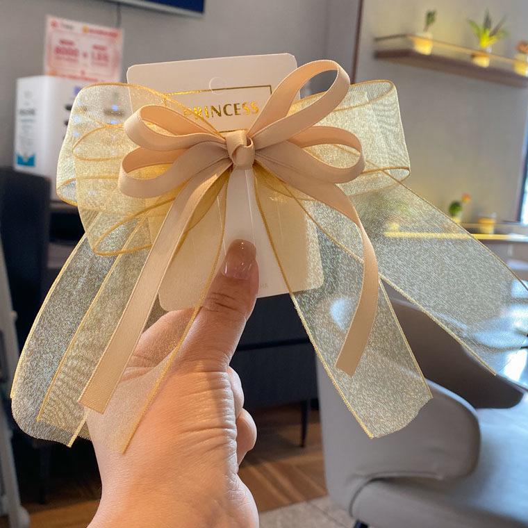Korean Style Large Bow Princess Hair Clip for Girls - Mesh Multi-Layer Summer Accessory