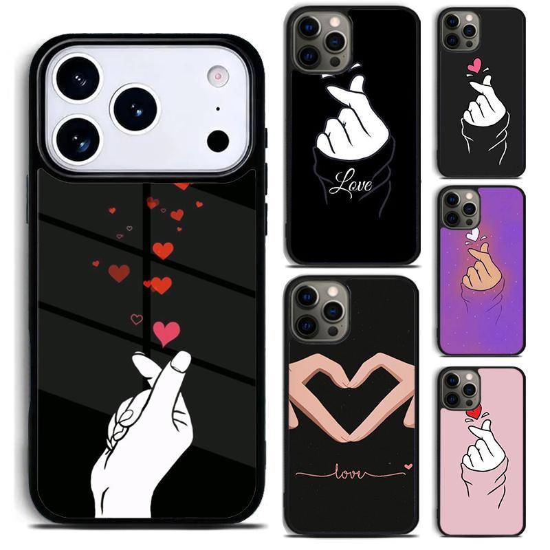 Hand Holding Moon Finger Heart Phone Case for iPhone 17 16 15 Pro Max Air 14 13 12 11 Plus Shockproof Cover