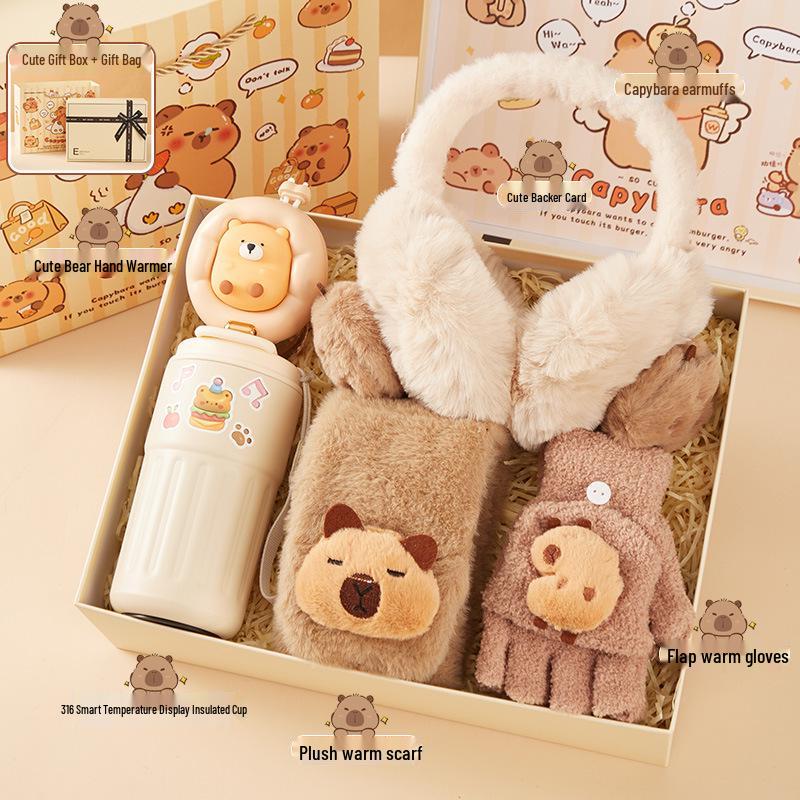 Capybara Winter Gift Set for 10-Year-Old Girls: Includes Gloves and Scarf