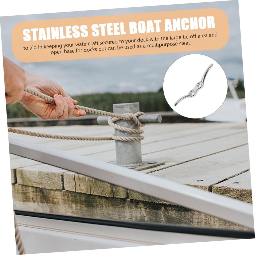 Iplusmile Durable Stainless Steel Dock Deck Rope Cleats Set of 2 Marine Yacht Anchor for Watercraft Garage Multi-Purpose Use