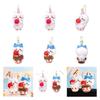 Cute Self-mocking Bear Birthday Party Cake Plush Toy Hanging Pendant Cartoon Doll Bag Decoration Gift Blue/pink