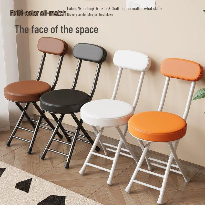 Compact Folding Dining and Leisure Chair with Backrest for Home and Dormitory