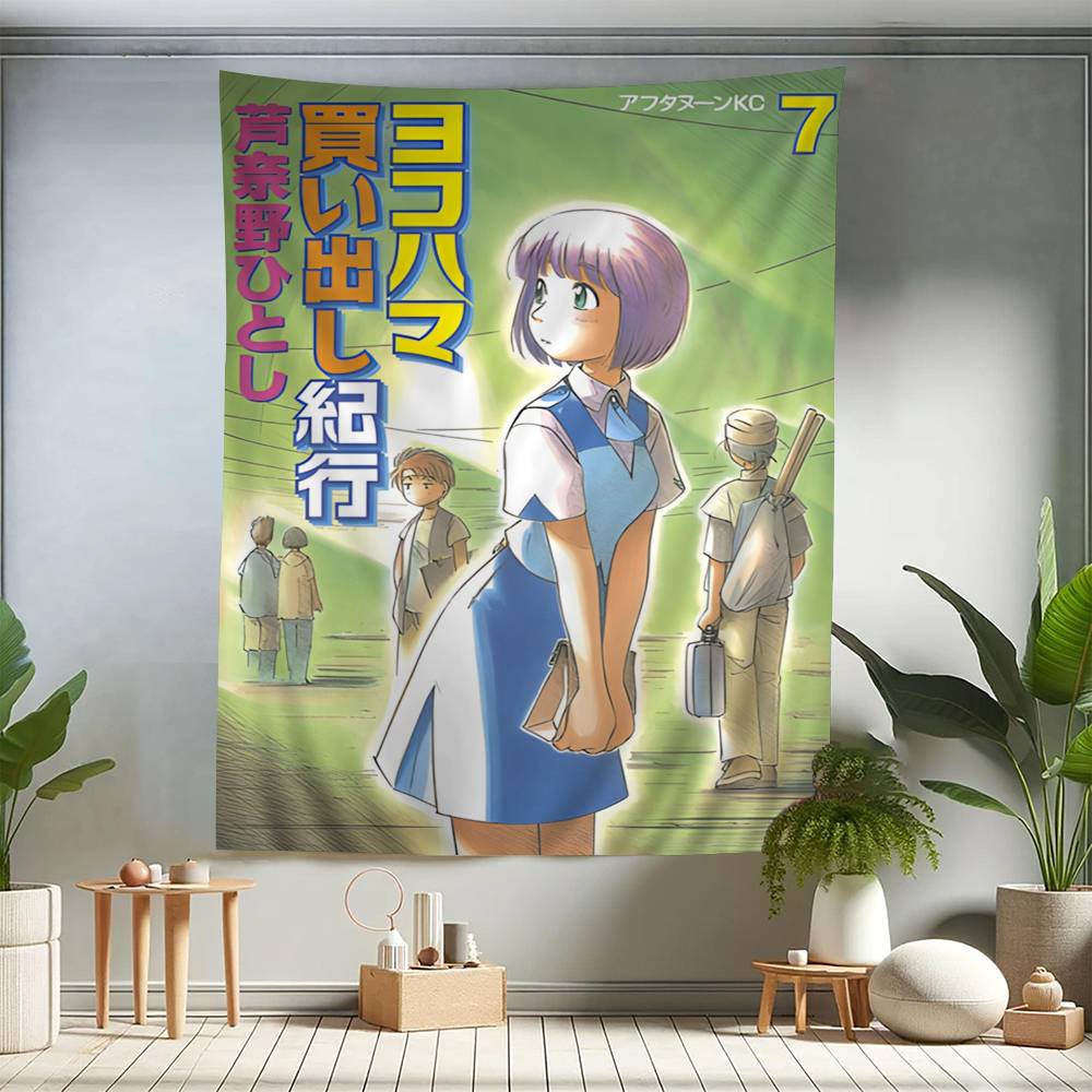 Hot YYokohama Kaidashi Kikou Printed Large Wall Tapestry Hanging Tarot Hippie Wall Rugs Dorm Cheap Hippie Wall Hanging