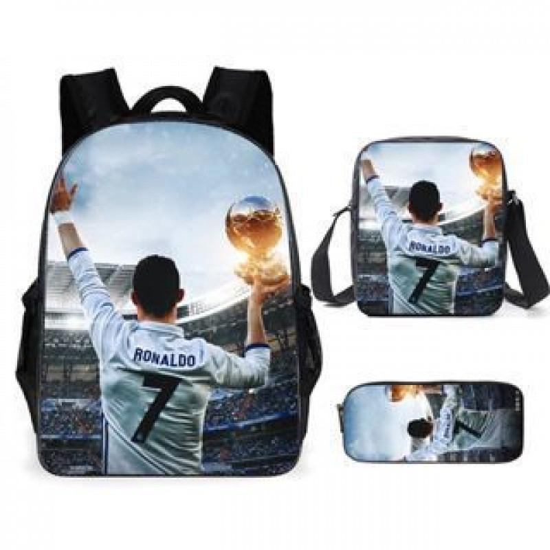 

Messi Soccer Star Backpack Set With Nylon Material For School Use And Storage Style 1