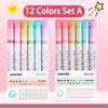 24/3 PCS Kawaii Flowers Line Shaped Highlighter Pens Roller Tip Curve Liner Marker For Writing Journaling Drawing Stationery