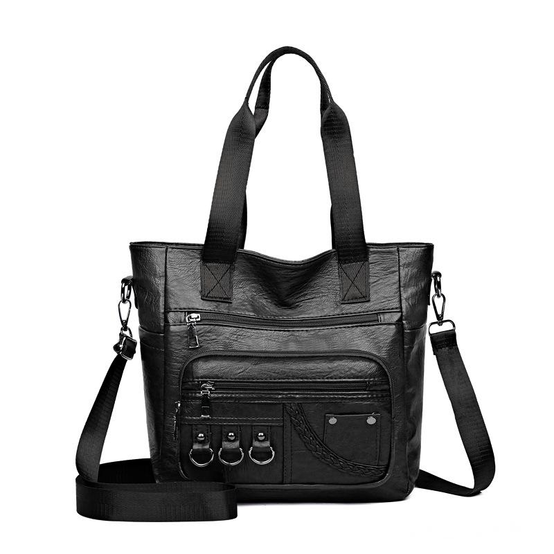 

Urban Minimalist Soft Leather Women s Large Capacity Mummy Handbag and Crossbody Bag 2025 чорний