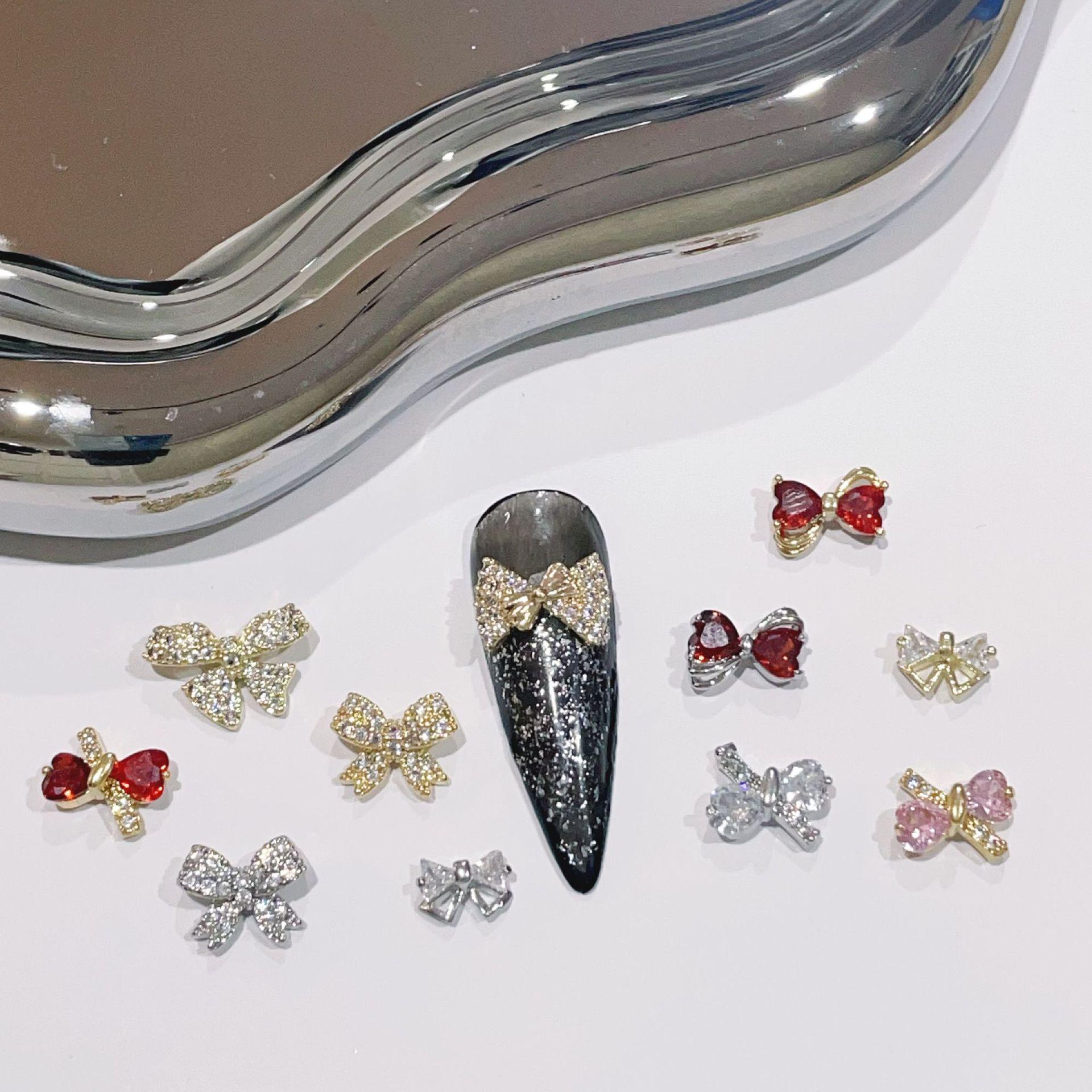 

LZ 62 Design French & British Style DIY Bow Zircon Press-On Nail Art Accessories
