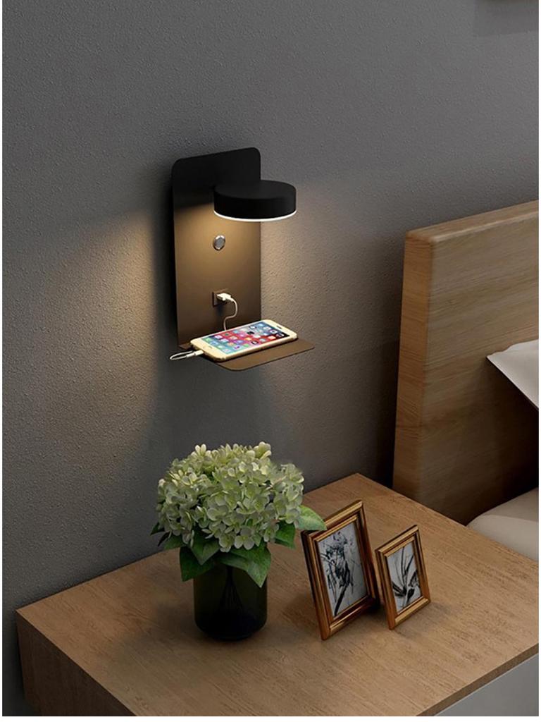 Lux Minimalist USB Touch LED Wall Lamp, Three-Color Dimmable, 12W, Bedroom Bedside Reading Light
